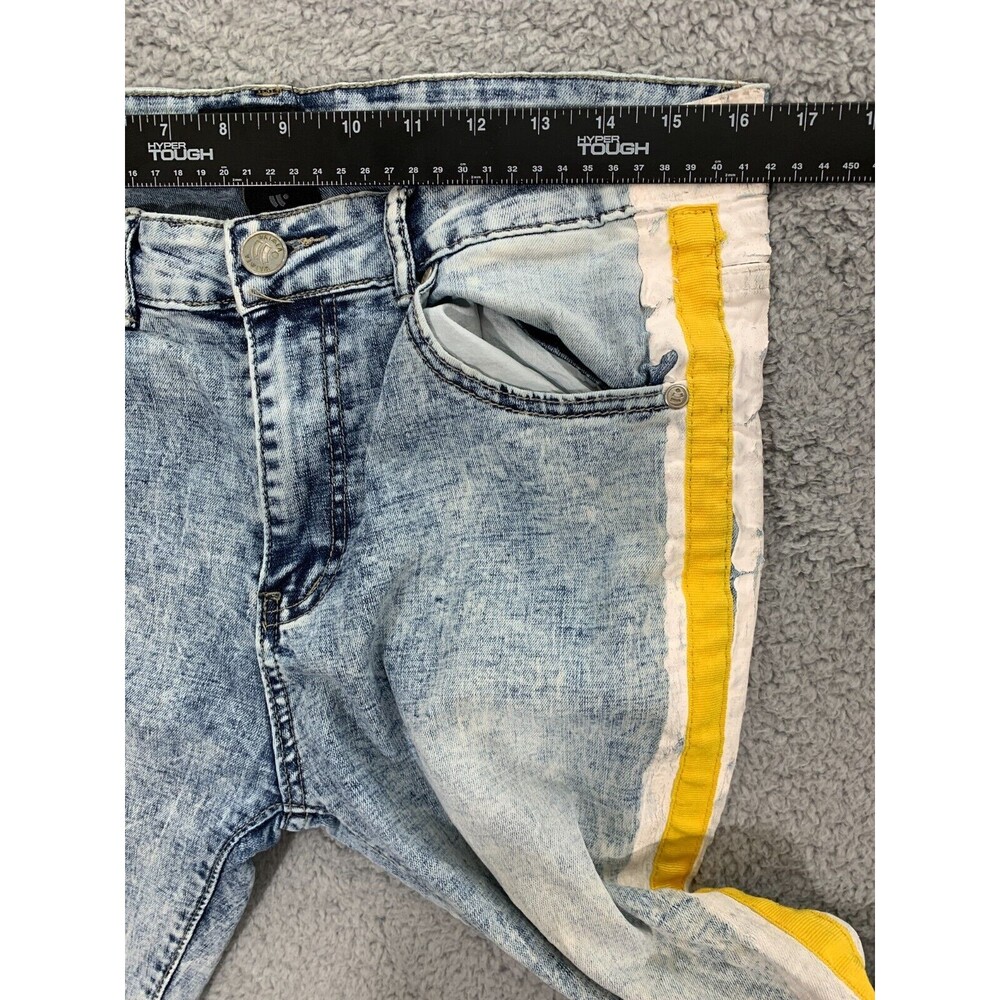 WAIMEA Skinny Fit Painted Seam Wearable Art-to-Wear Emo Grunge Punk Denim Jeans - Picture 9 of 12